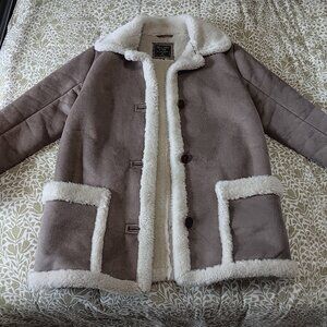 Abercrombie and Fitch xs rancher coat heavy faux suede shearling fur oversized